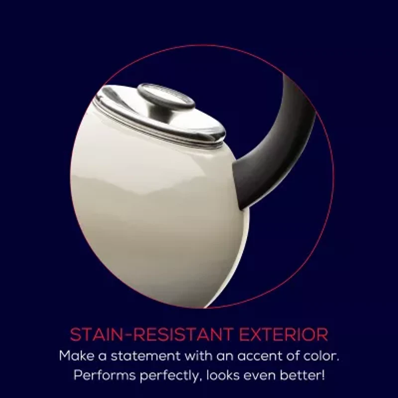 Circulon Enamel On Steel 2-Qt. Whistling Induction Tea Kettle with Flip-Up Spout