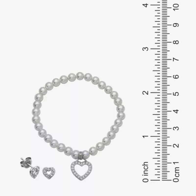 Girls White Cultured Freshwater Pearl Sterling Silver Heart 2-pc. Jewelry Set