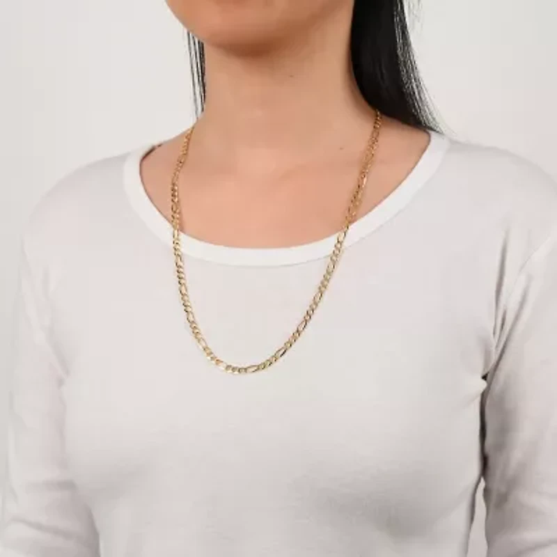 Made in Italy Unisex Adult 18K Gold Over Silver 24 Inch Figaro Chain Necklace