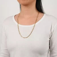 Made in Italy Unisex Adult 18K Gold Over Silver 24 Inch Figaro Chain Necklace