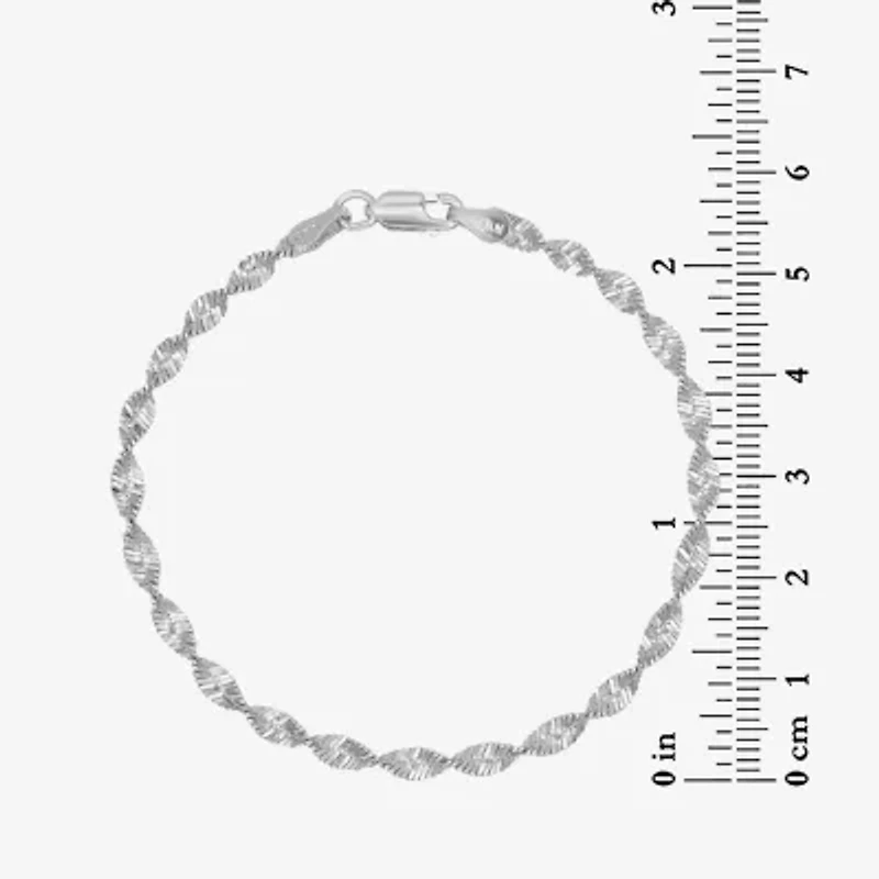 Made in Italy Womens Sterling Silver 7 Inch Solid Herringbone Chain Bracelet