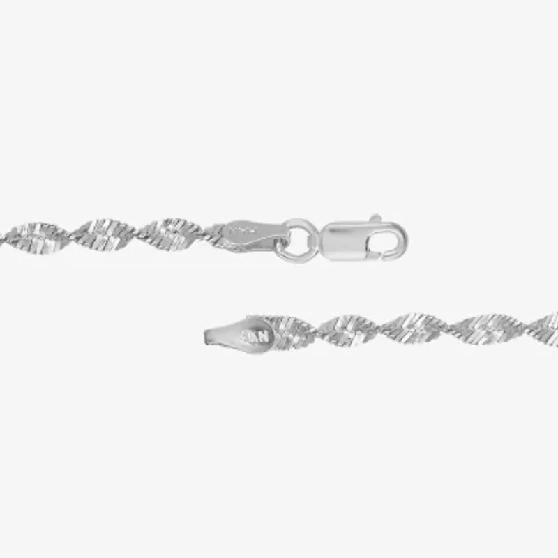 Made in Italy Womens Sterling Silver 7 Inch Solid Herringbone Chain Bracelet