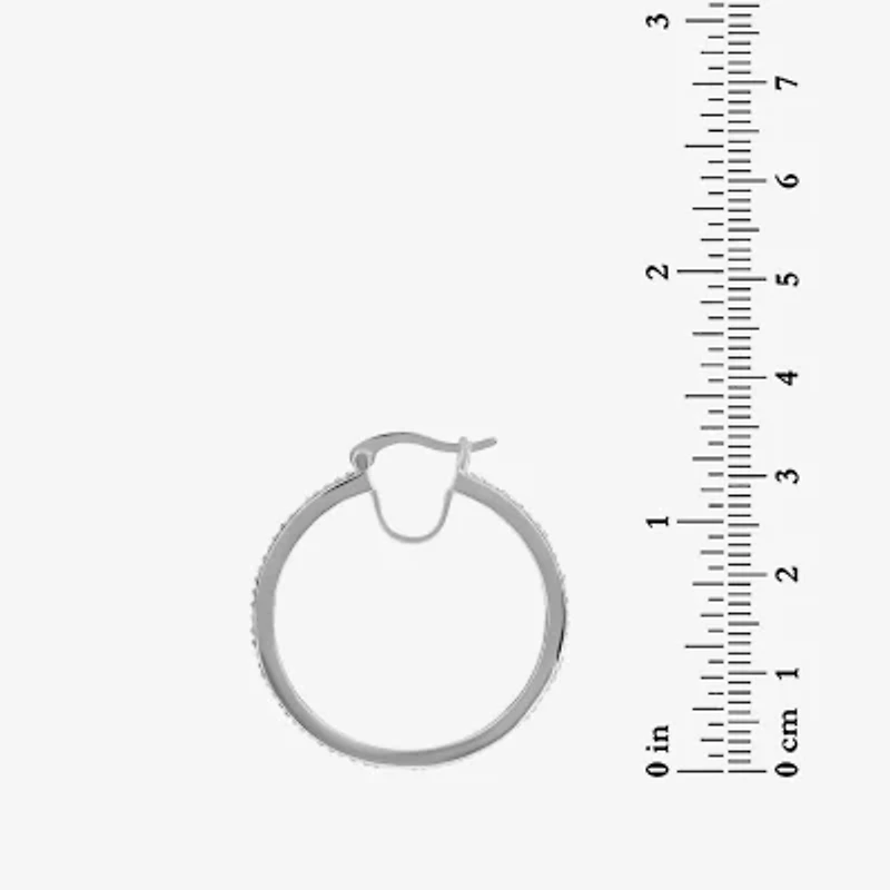 Womens White Crystal Sterling Silver 31.8mm Hoop Earrings