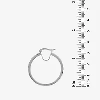 Womens White Crystal Sterling Silver 31.8mm Hoop Earrings