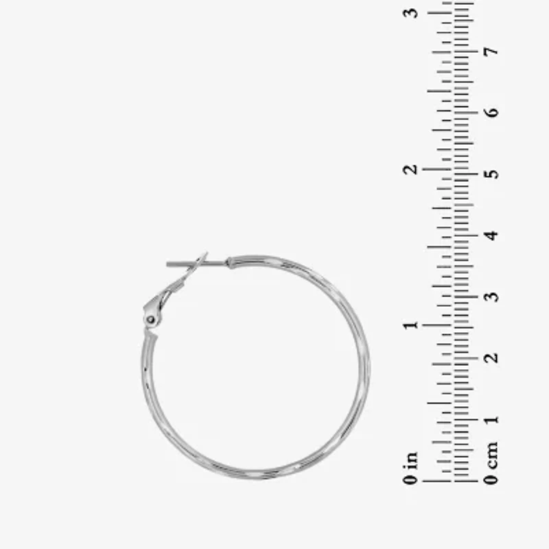 Sterling Silver Diamond-Cut Hoop Earrings