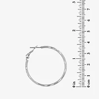 Sterling Silver Diamond-Cut Hoop Earrings