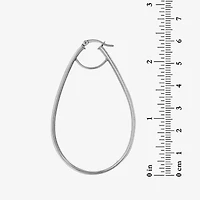 Sterling Silver 53X38X6MM Glitter Pearshaped Hoop Earrings