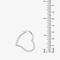 Womens Sterling Silver 27.4mm Heart Hoop Earrings