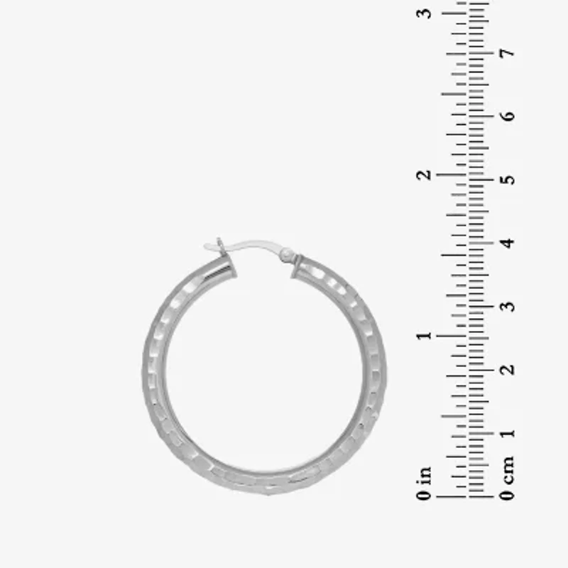 Womens Sterling Silver 38mm Hoop Earrings