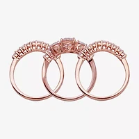 DiamonArt® Womens White Cubic Zirconia 14K Rose Gold Over Silver Bridal Set