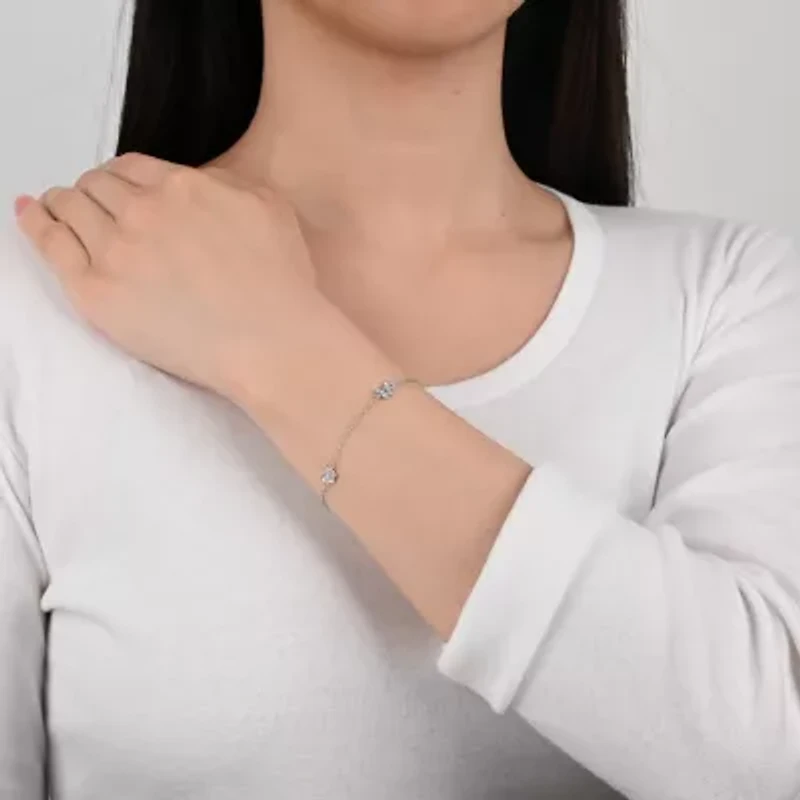 Diamonart Womens Sterling Silver 7 Inch Hollow Cable Butterfly Chain Bracelet