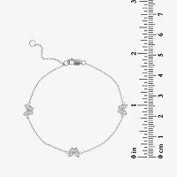 Diamonart Womens Sterling Silver 7 Inch Hollow Cable Butterfly Chain Bracelet