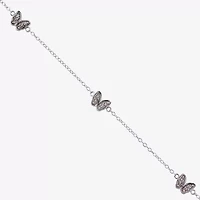 Diamonart Womens Sterling Silver 7 Inch Hollow Cable Butterfly Chain Bracelet