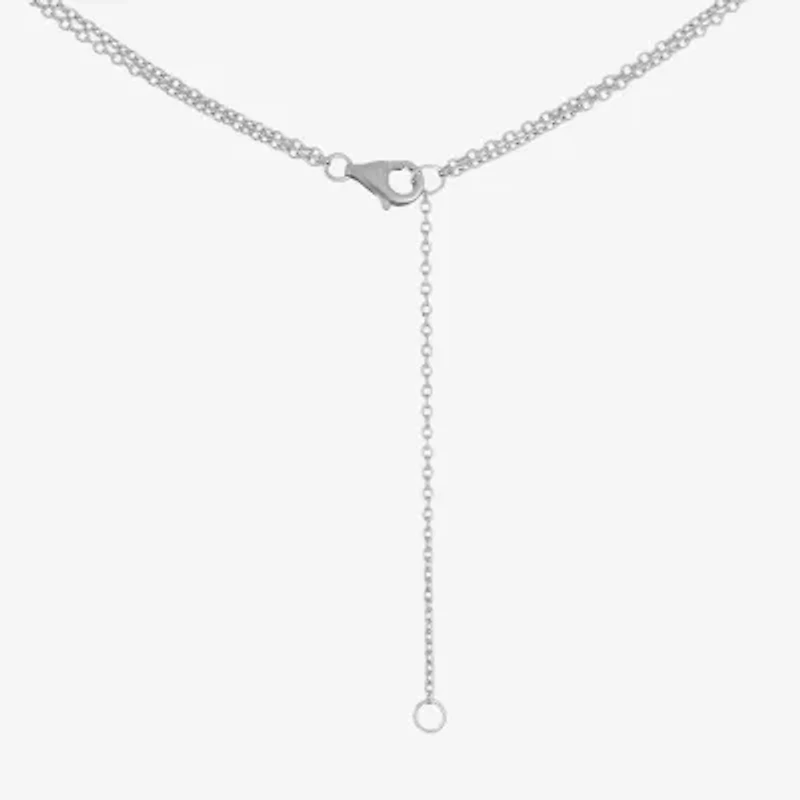 Diamonart Layered Look "Mom" Womens White Cubic Zirconia Sterling Silver Heart 16 Inch Pendant Necklace