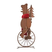 Glitzhome Metal Snowman Riding Bike Decor Christmas Porch Sign