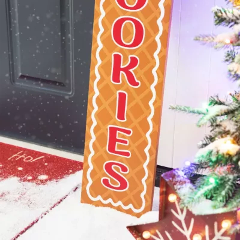 Glitzhome Wood Gingerbread Man Decor Christmas Porch Sign