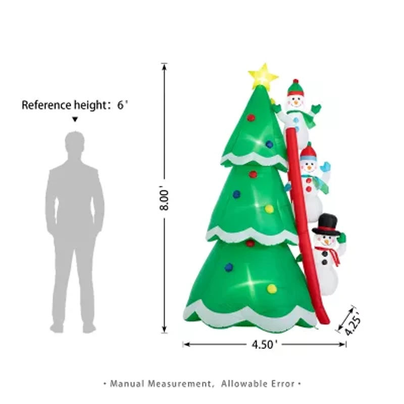 Glitzhome 8ft Lighted Snowman Tree Christmas Inflatable