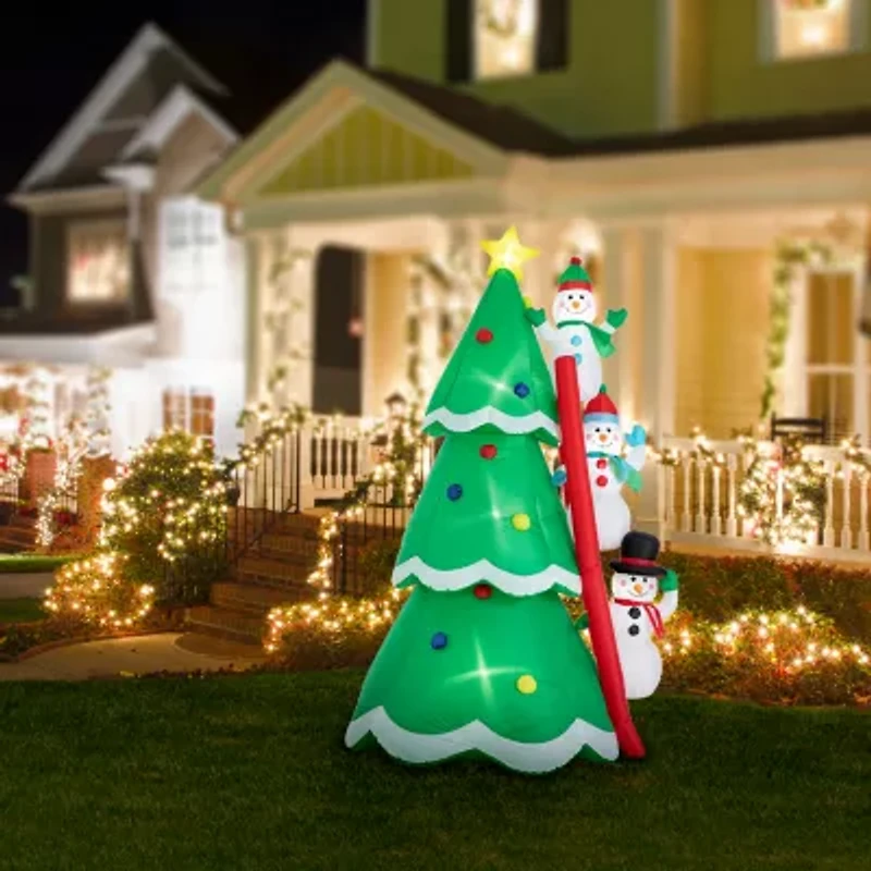 Glitzhome 8ft Lighted Snowman Tree Christmas Inflatable