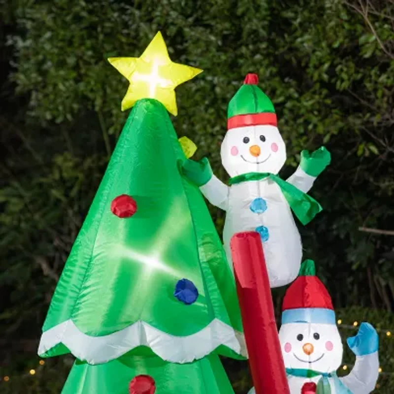 Glitzhome 8ft Lighted Snowman Tree Christmas Inflatable