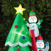 Glitzhome 8ft Lighted Snowman Tree Christmas Inflatable