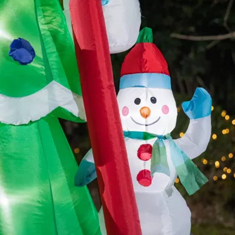 Glitzhome 8ft Lighted Snowman Tree Christmas Inflatable