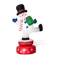 Glitzhome 6ft Lighted Rotating Snowman Christmas Inflatable