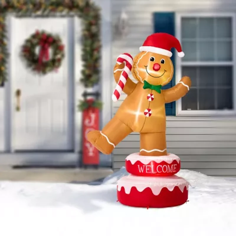 Glitzhome 6ft Lighted Gingerbread Man Christmas Inflatable