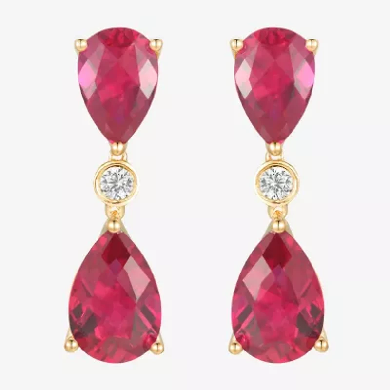 Womens Gemstone 14K Gold Over Silver Pear Drop Earrings
