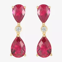 Womens Gemstone 14K Gold Over Silver Pear Drop Earrings