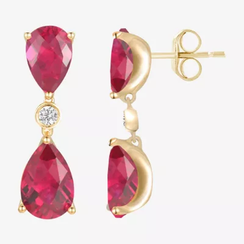 Womens Gemstone 14K Gold Over Silver Pear Drop Earrings