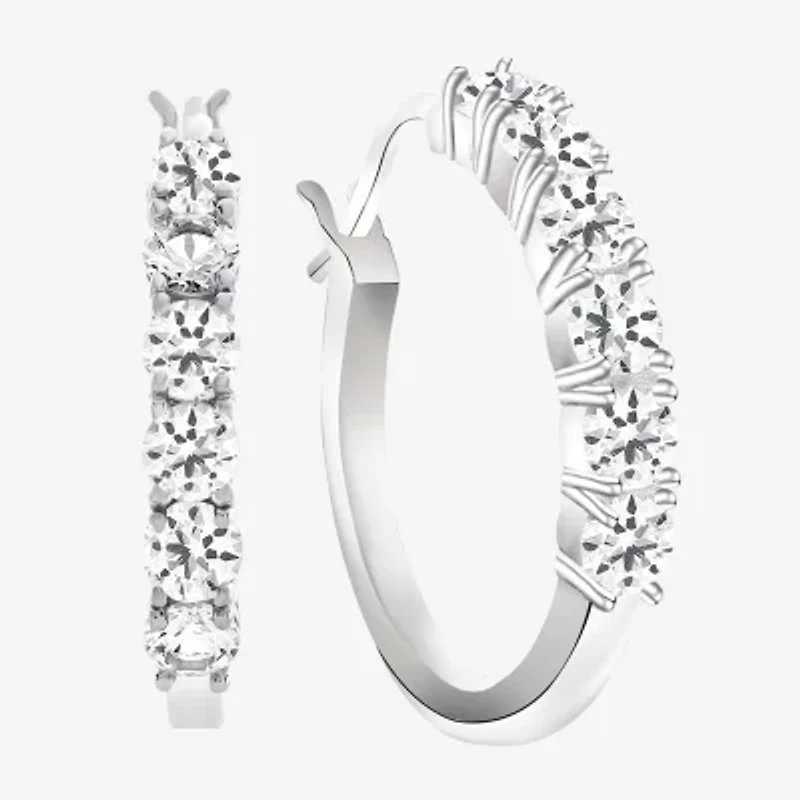 Gemstone & Lab-Created White Sapphire Sterling Silver Hoop Earrings