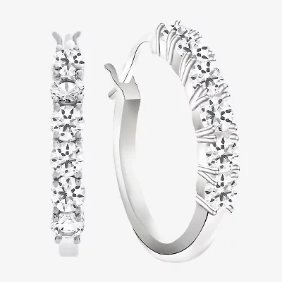 Gemstone & Lab-Created White Sapphire Sterling Silver Hoop Earrings