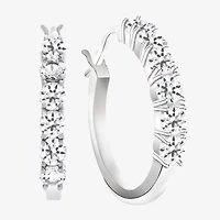 Gemstone & Lab-Created White Sapphire Sterling Silver Hoop Earrings