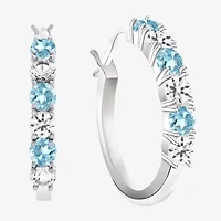 Gemstone & Lab-Created White Sapphire Sterling Silver Hoop Earrings