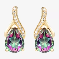 Genuine Mystic Fire Topaz 14K Gold Over Silver 13.5mm Stud Earrings