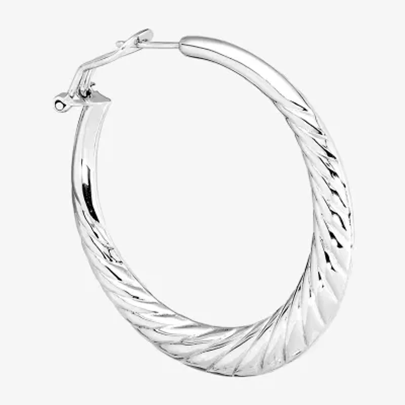 Womens Sterling Silver 50mm Infinity Hoop Earrings