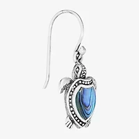 Bali Inspired Turtle Womens Blue Abalone Sterling Silver Drop Earrings