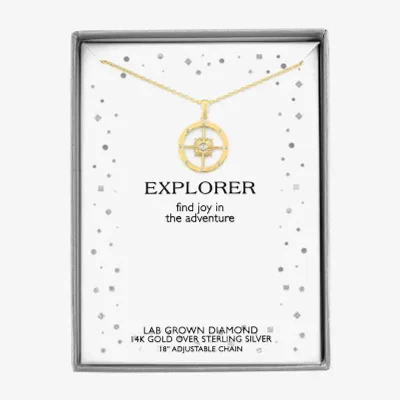 Diamond Accent (G-H / I1-I2) Womens Diamond Accent Lab Grown White Diamond 14K Gold Over Silver Circle 16 Inch Pendant Necklace