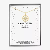 Diamond Accent (G-H / I1-I2) Womens Diamond Accent Lab Grown White Diamond 14K Gold Over Silver Circle 16 Inch Pendant Necklace