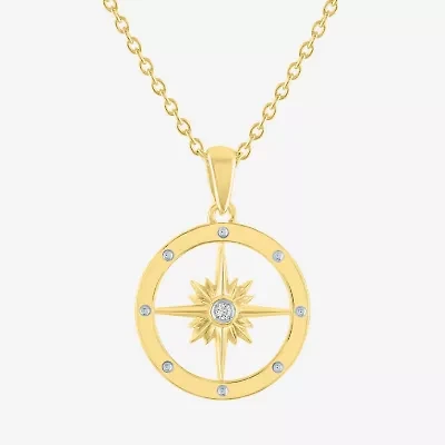 Diamond Accent (G-H / I1-I2) Womens Diamond Accent Lab Grown White Diamond 14K Gold Over Silver Circle 16 Inch Pendant Necklace