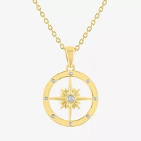 Diamond Accent (G-H / I1-I2) Womens Diamond Accent Lab Grown White Diamond 14K Gold Over Silver Circle 16 Inch Pendant Necklace