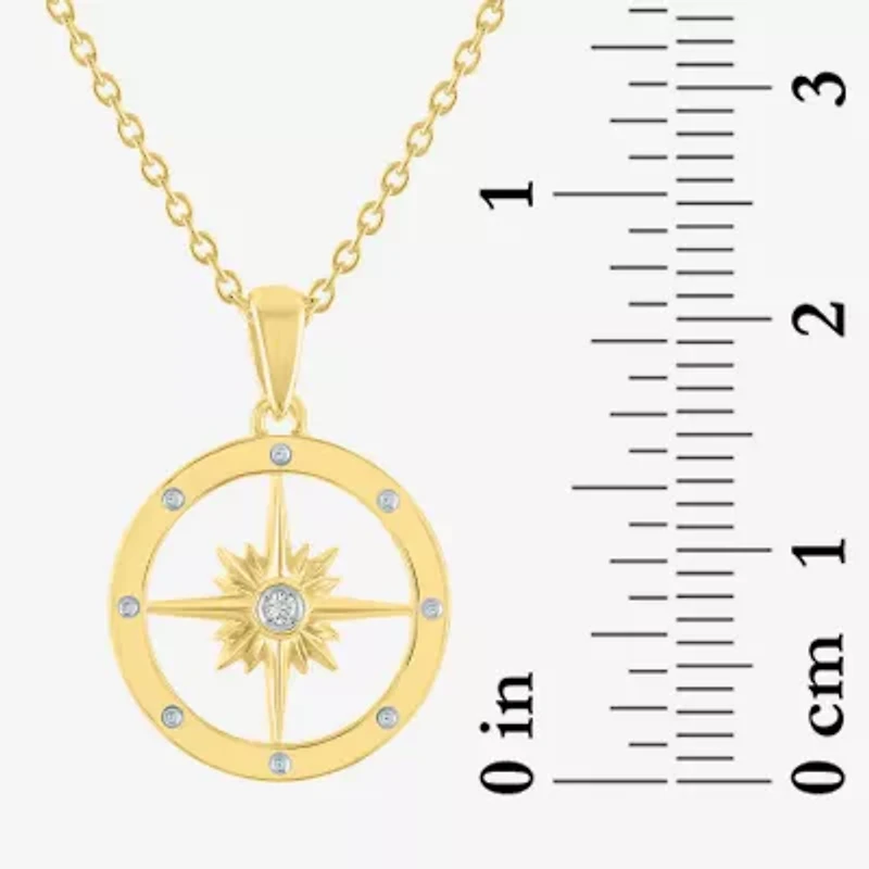 Diamond Accent (G-H / I1-I2) Womens Diamond Accent Lab Grown White Diamond 14K Gold Over Silver Circle 16 Inch Pendant Necklace