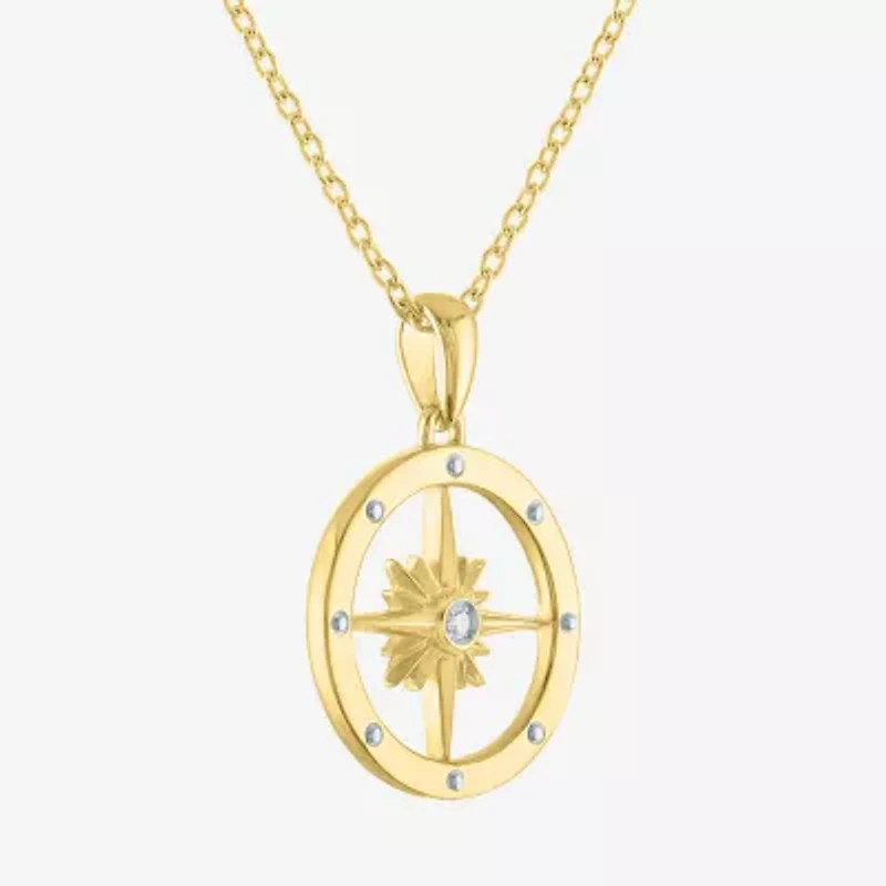 Diamond Accent (G-H / I1-I2) Womens Diamond Accent Lab Grown White Diamond 14K Gold Over Silver Circle 16 Inch Pendant Necklace
