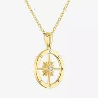 Diamond Accent (G-H / I1-I2) Womens Diamond Accent Lab Grown White Diamond 14K Gold Over Silver Circle 16 Inch Pendant Necklace