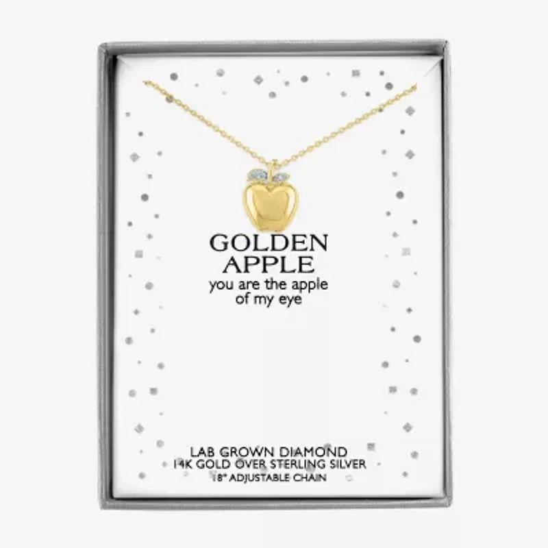 Diamond Accent "Apple Of My Eye" (G-H / I1-I2) Womens Diamond Accent Lab Grown White Diamond 14K Gold Over Silver 16 Inch Pendant Necklace