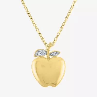 Diamond Accent "Apple Of My Eye" (G-H / I1-I2) Womens Diamond Accent Lab Grown White Diamond 14K Gold Over Silver 16 Inch Pendant Necklace