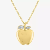 Diamond Accent "Apple Of My Eye" (G-H / I1-I2) Womens Diamond Accent Lab Grown White Diamond 14K Gold Over Silver 16 Inch Pendant Necklace