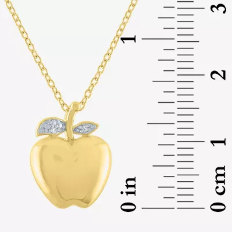 Diamond Accent "Apple Of My Eye" (G-H / I1-I2) Womens Diamond Accent Lab Grown White Diamond 14K Gold Over Silver 16 Inch Pendant Necklace