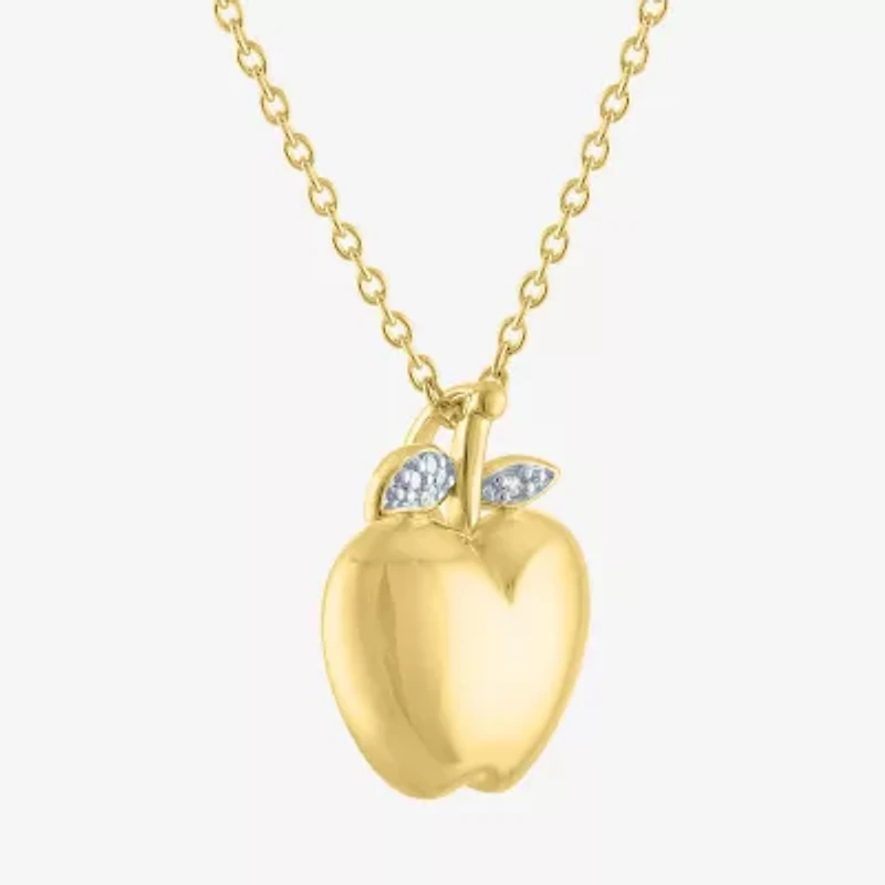 Diamond Accent "Apple Of My Eye" (G-H / I1-I2) Womens Diamond Accent Lab Grown White Diamond 14K Gold Over Silver 16 Inch Pendant Necklace