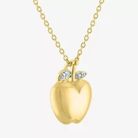 Diamond Accent "Apple Of My Eye" (G-H / I1-I2) Womens Diamond Accent Lab Grown White Diamond 14K Gold Over Silver 16 Inch Pendant Necklace
